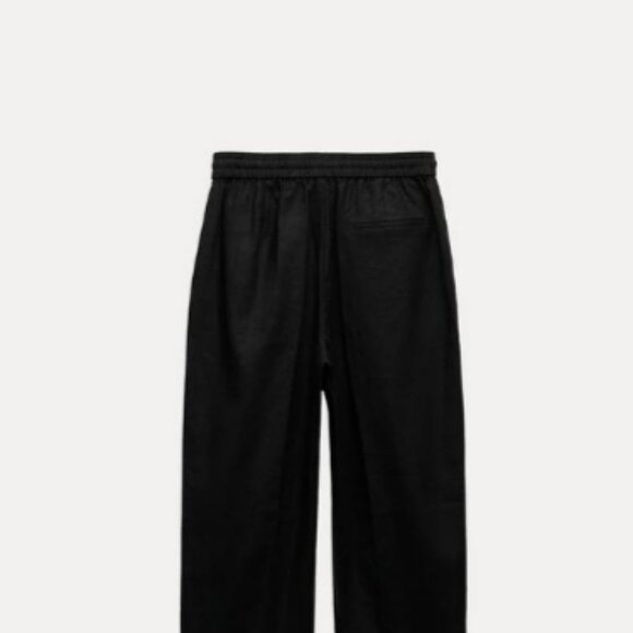 Zara Black Straight Leg Linen Pants sz s - Picture 4 of 6
